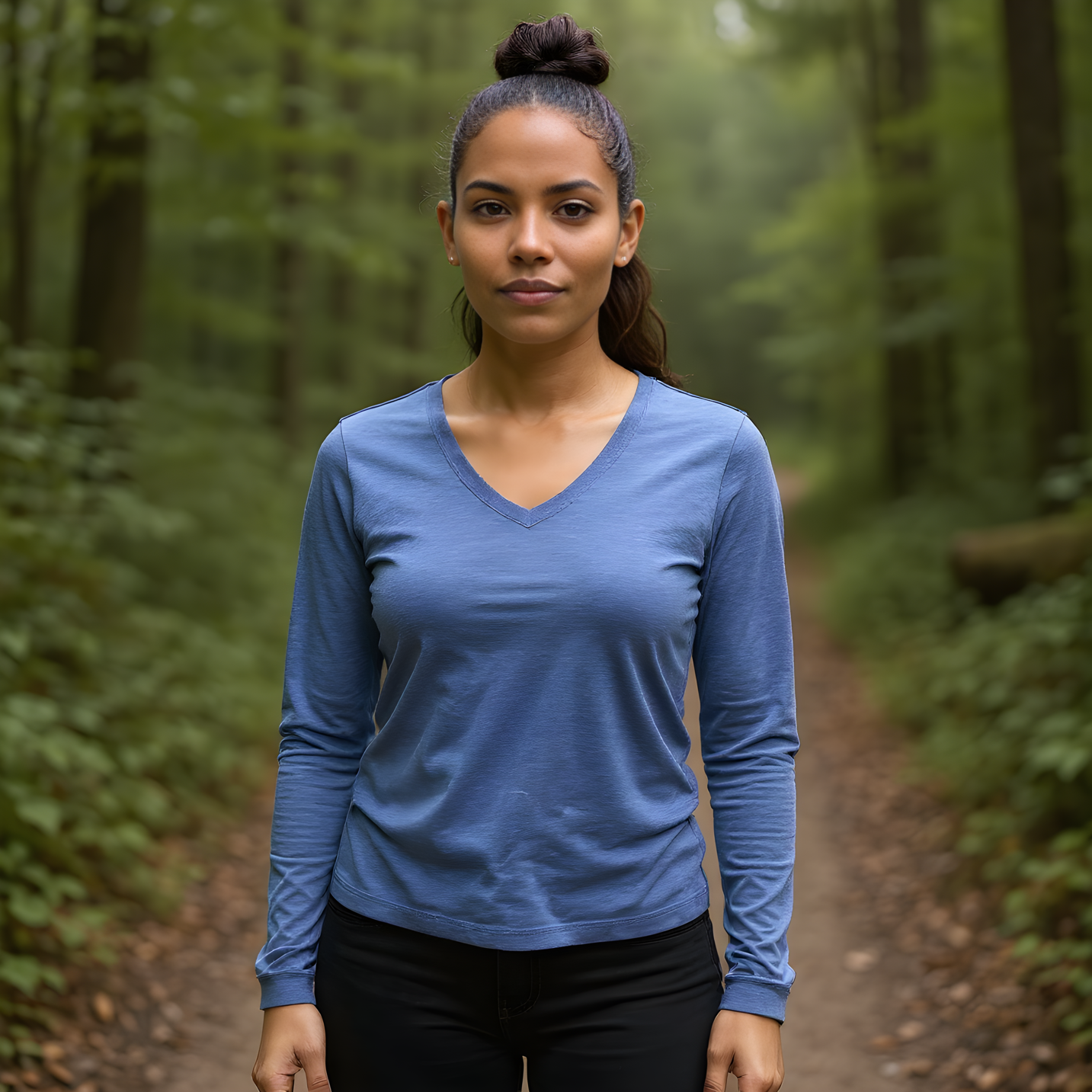 Hemp Shirt - Women's Long Sleeve V-neck Jersey Top