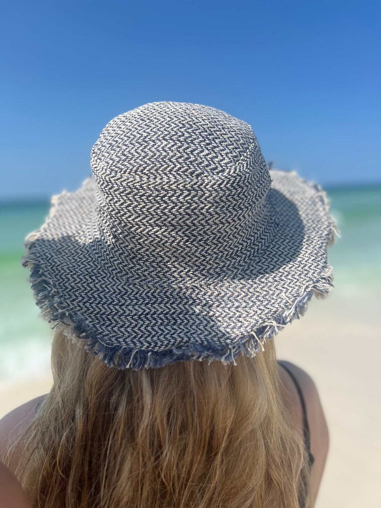 Linen Hat - Hemp Herringbone Sun Hat for Summer Travel & Beach