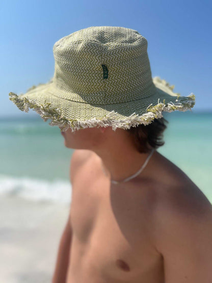 Linen Hat - Hemp Herringbone Sun Hat for Summer Travel & Beach