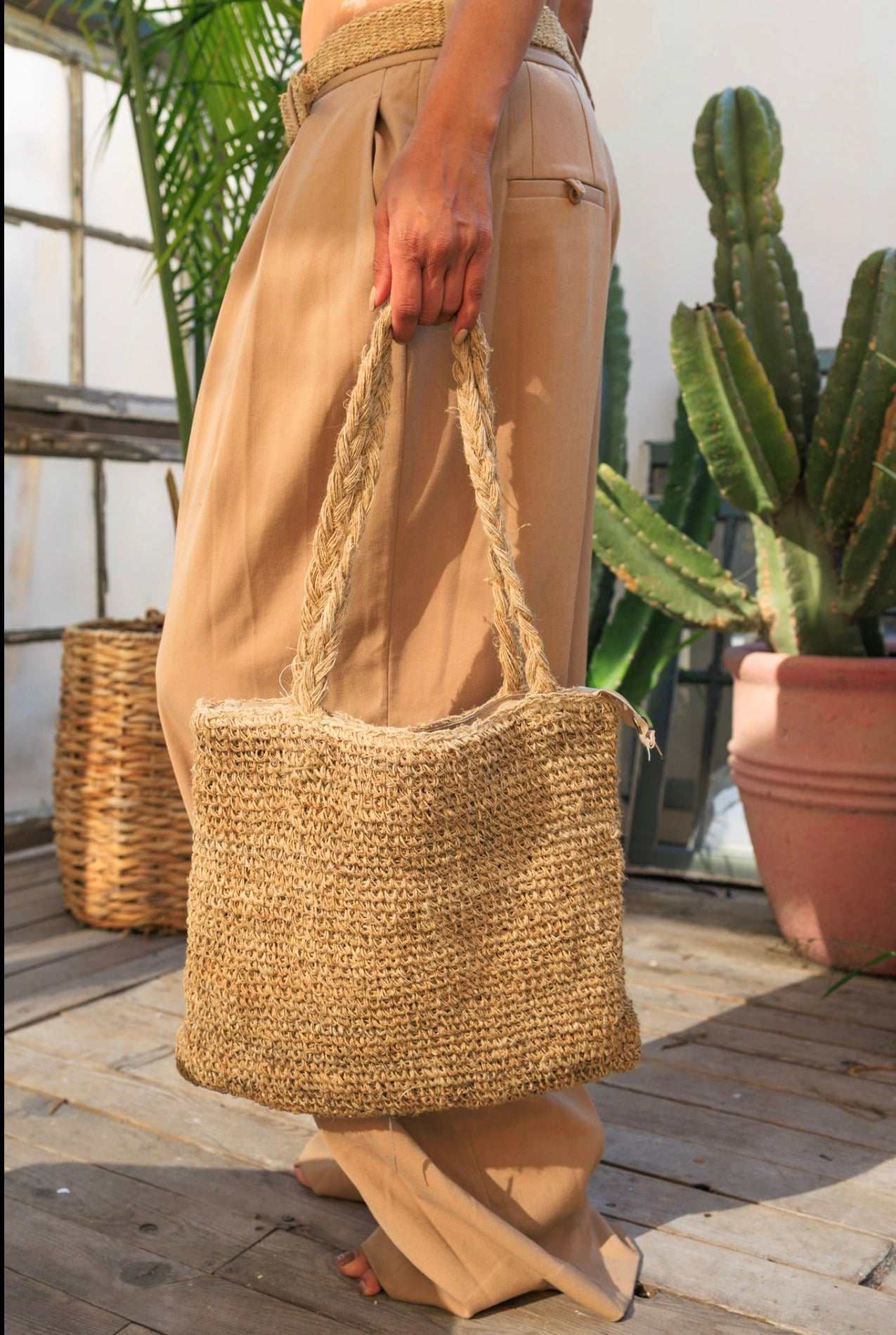 Hemp Shoulder Bag - Eco-Friendly Handwoven Tote for Everyday Use