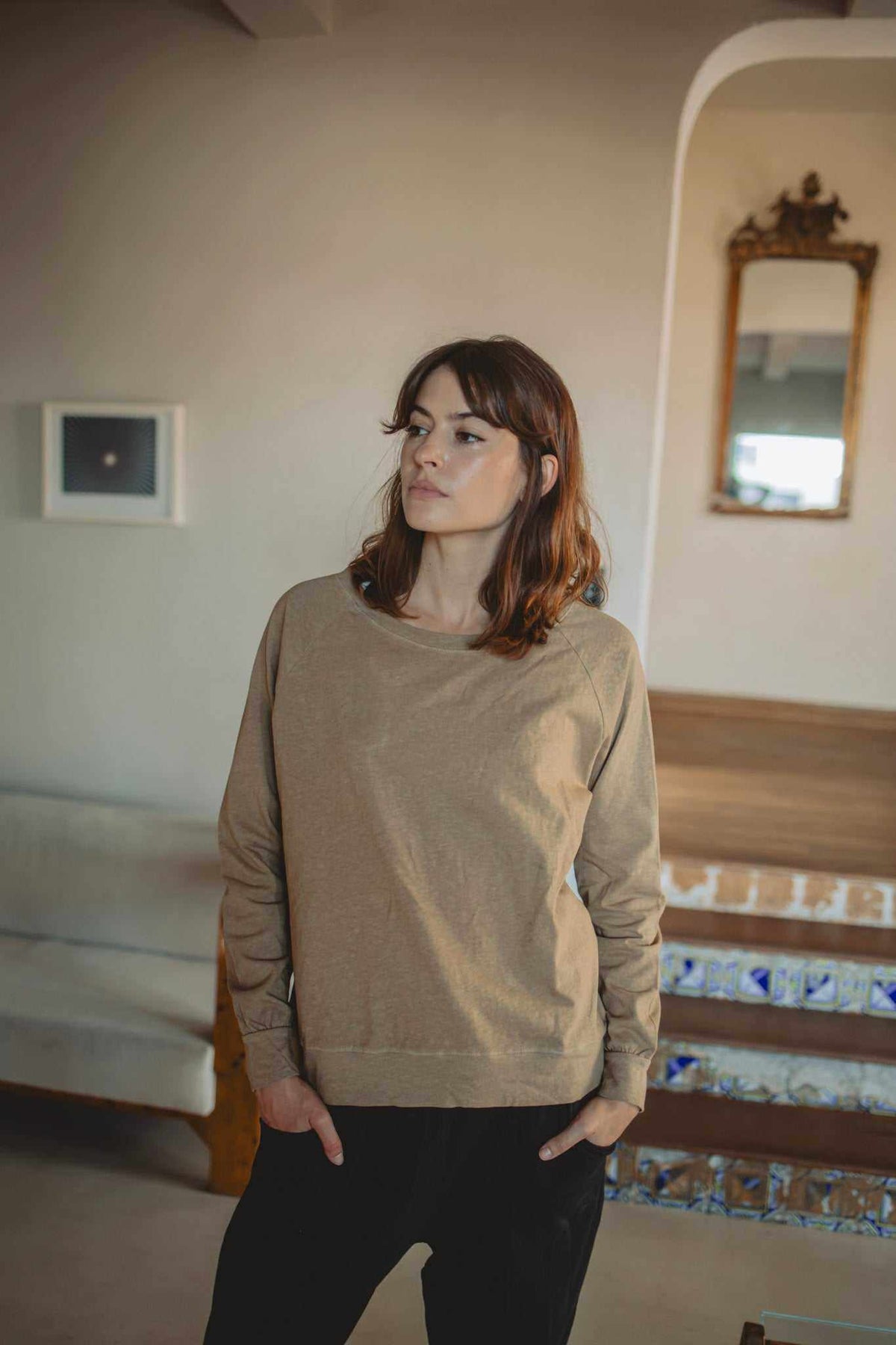 Women’s Hemp Jersey Long Sleeve Crewneck Top