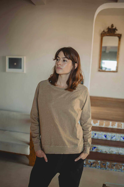 Women’s Hemp Jersey Long Sleeve Crewneck Top