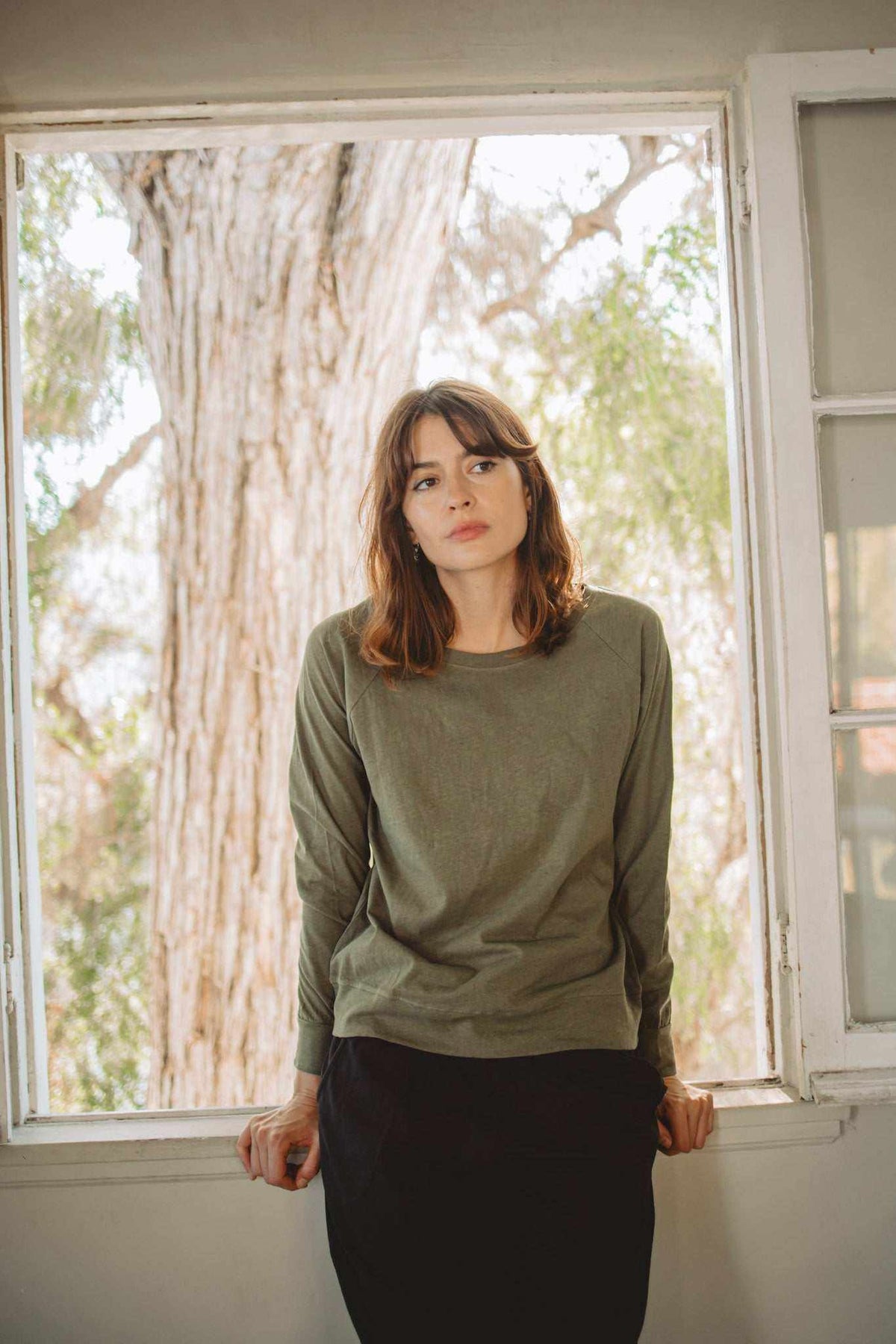 Women’s Hemp Jersey Long Sleeve Crewneck Top