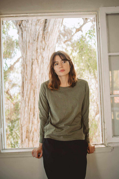 Women’s Hemp Jersey Long Sleeve Crewneck Top