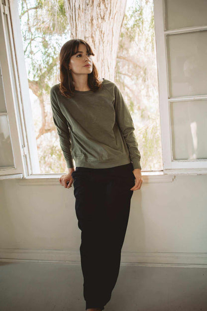 Women’s Hemp Jersey Long Sleeve Crewneck Top