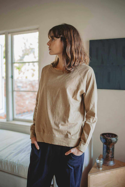 Women’s Hemp Jersey Long Sleeve Crewneck Top