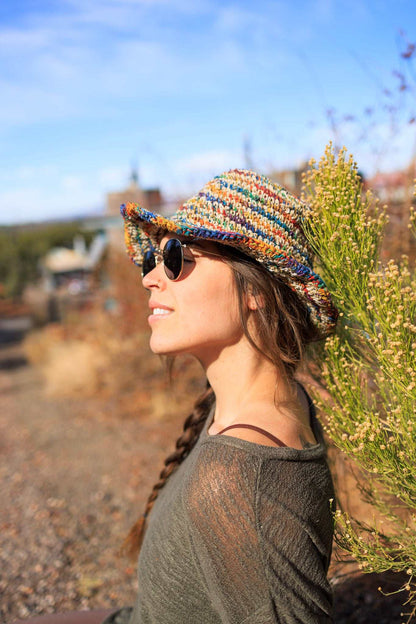 Hemp Crochet Bucket Hat – Striped Multi-Color