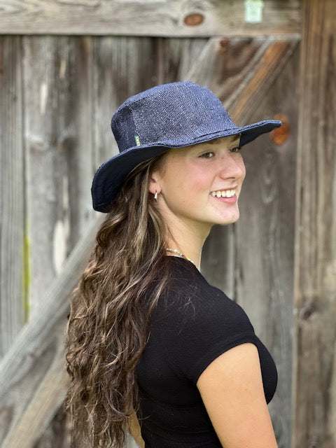 Wide Brim Sun Hat - Hemp Sun Hat in Black or Navy by Asatre