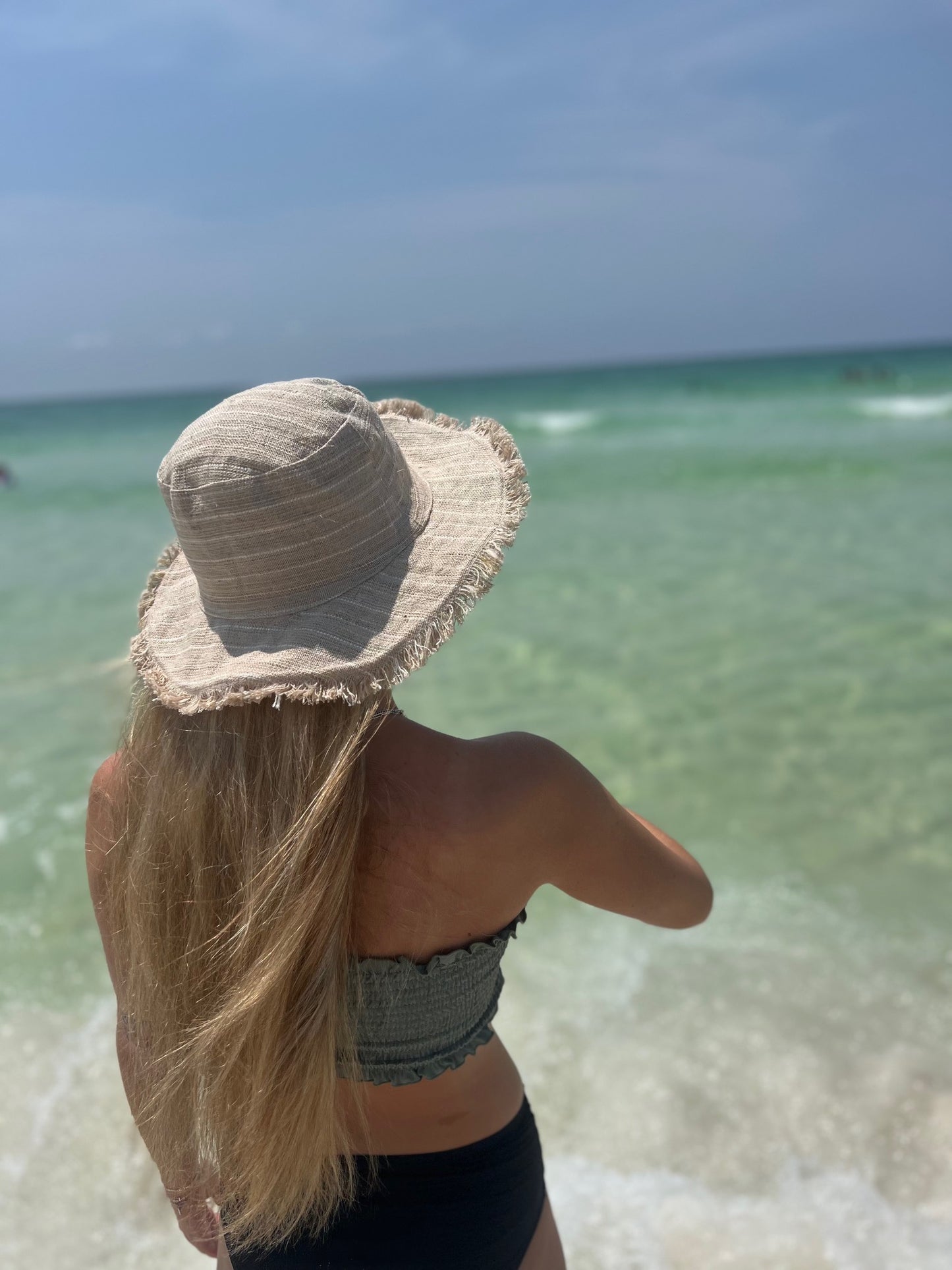 Hemp Linen Sun Hat - Neutral Stripe