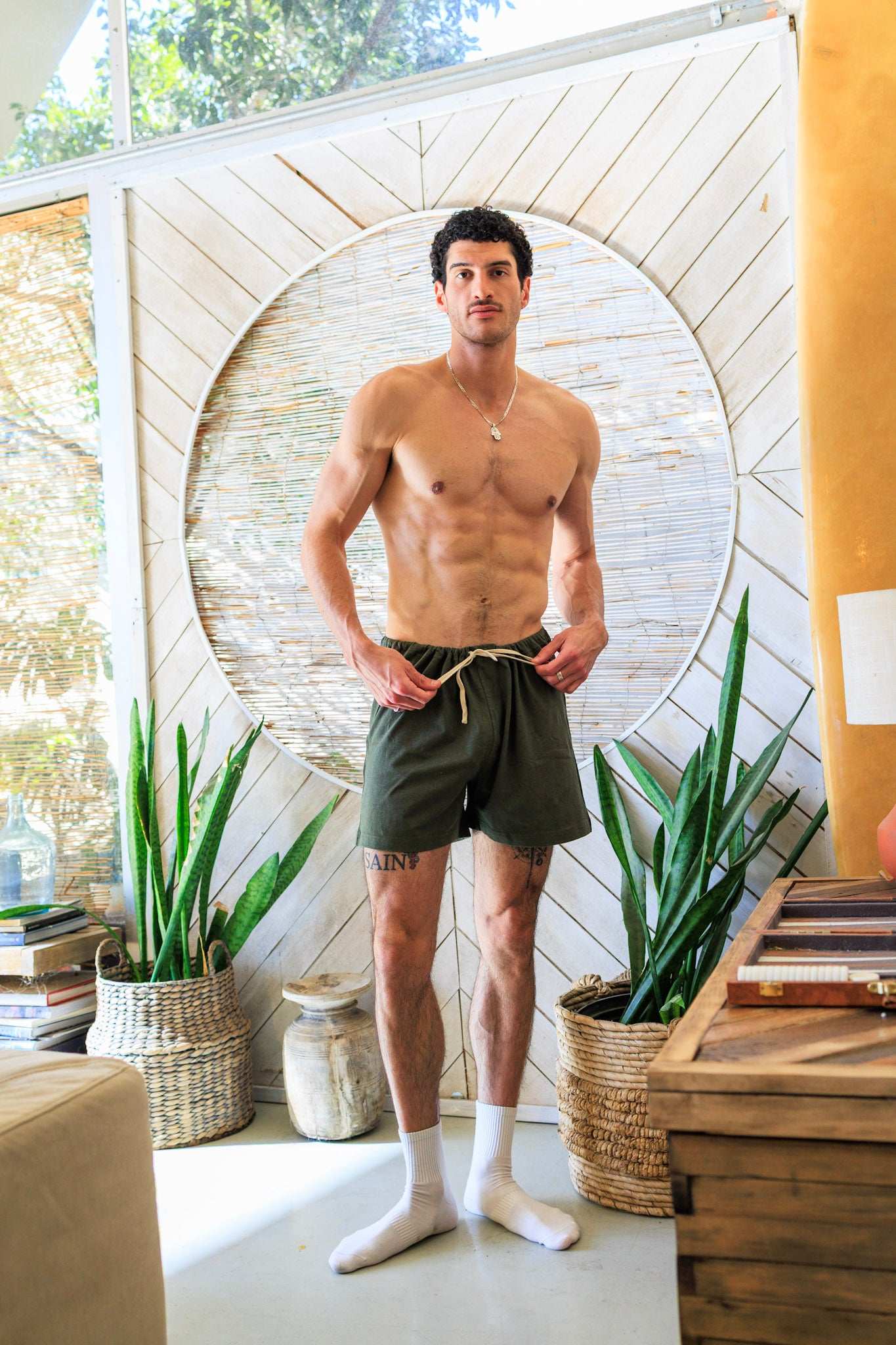 Hemp Elastic Free Drawstring Boxer Shorts by Asatre