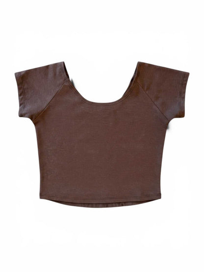 Brown Hemp Yoga cotton Crop Top Lay Flat