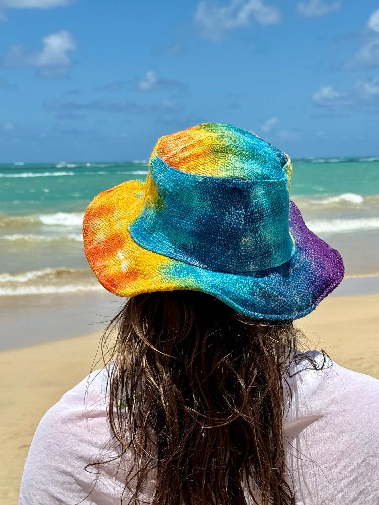 Tie dye hat - Hemp Rainbow Bucket or Sun Hat for Any Season