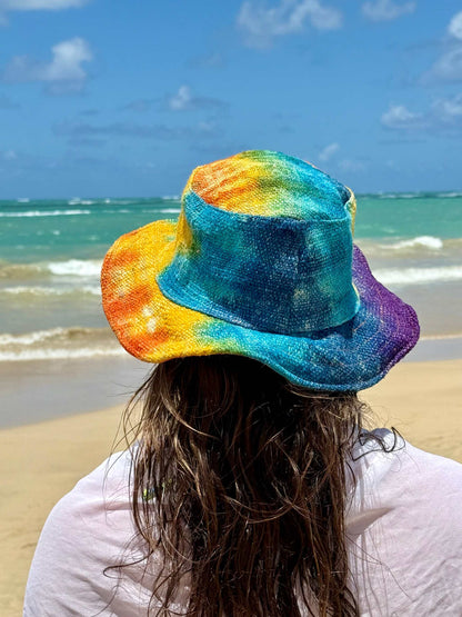 Tie dye hat - Hemp Rainbow Bucket or Sun Hat for Any Season