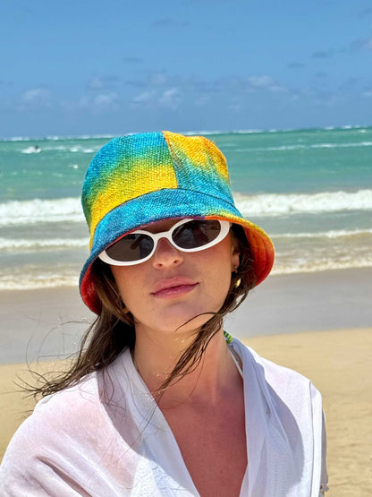 Rainbow Tie-Dye Hemp Hat – Boho Bucket & Sun Hat Options (Handmade, Eco-Friendly)