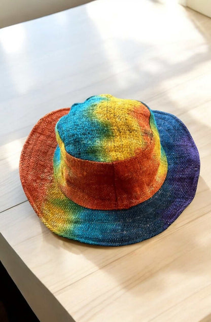 Tie dye hat - Hemp Rainbow Bucket or Sun Hat for Any Season