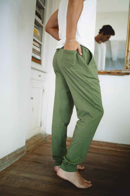 Athletic Joggers Men Hemp Organic Cotton Blend Sustainable Activewear Pants Drawstring Waist Elastic Free Design Breathable Casual Bottoms Lightweight Performance Fabric Four Pocket Storage Tapered Fit Style Yoga Practice Pants Comfortable