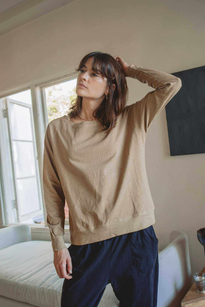 Women’s Hemp Jersey Long Sleeve Crewneck Top