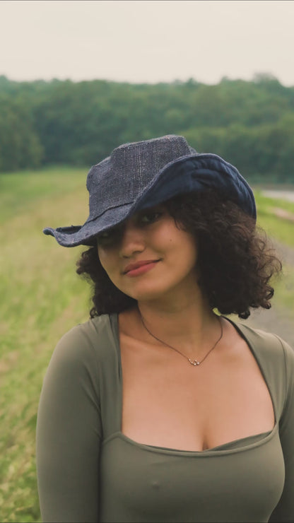 Wide Brim Sun Hat - Hemp Sun Hat in Black or Navy by Asatre