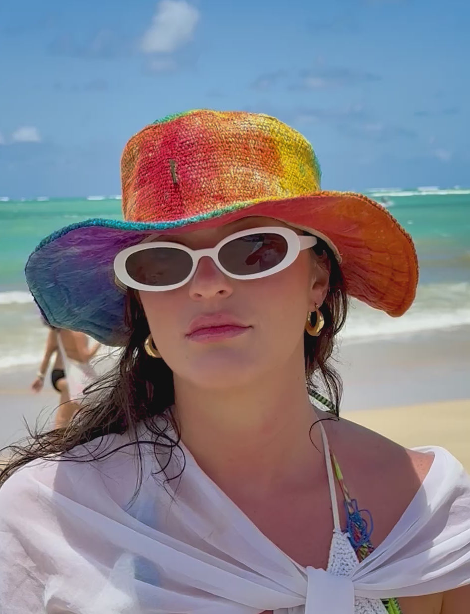 Hemp Rainbow Tie Dye Sun Hat