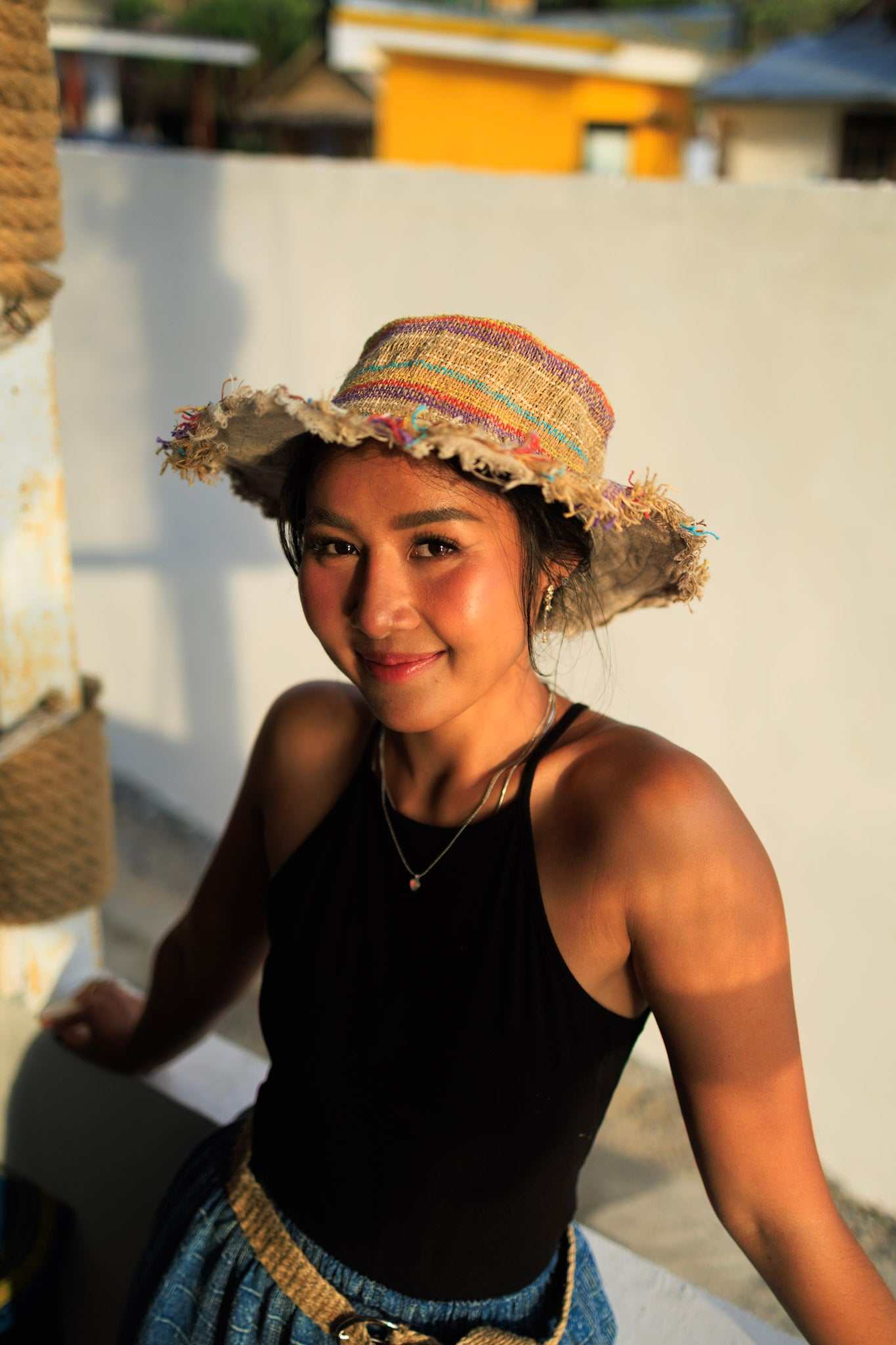 Hemp Sun Hat - Multi Color Stripe