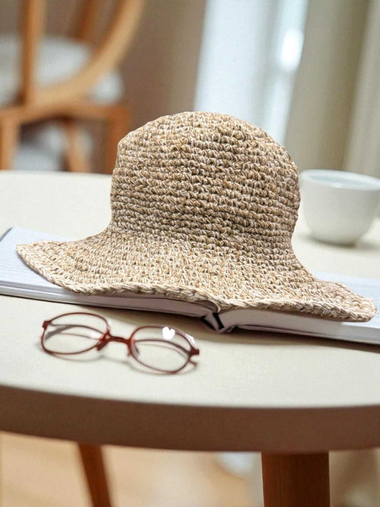 Hemp Crochet Sun Hat with Wire Brim-Handmade Eco-Friendly Summer Hat