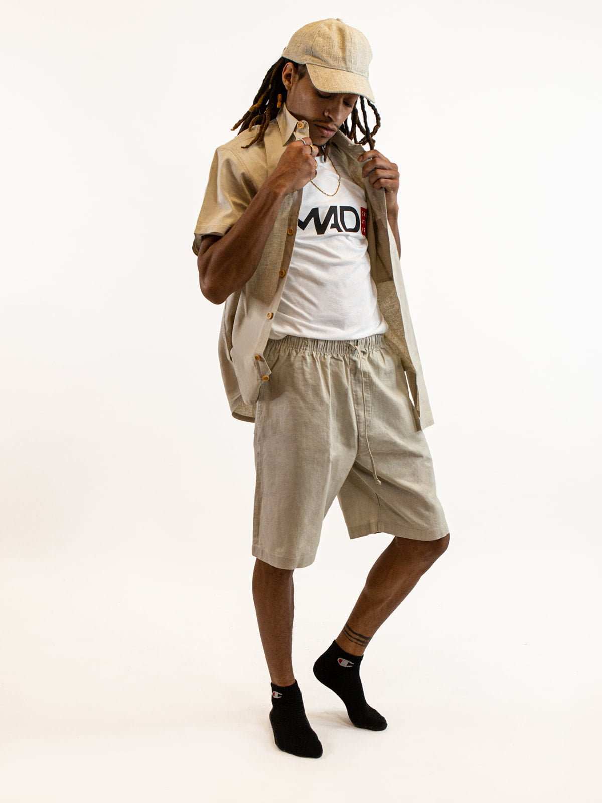 Organic Cotton Shorts - Men's Hemp & Linen-like Drawstring Shorts