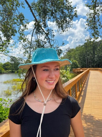 Hemp Safari Sun Hat with Chin Cord - Pink, Purple, Navy, or Aqua