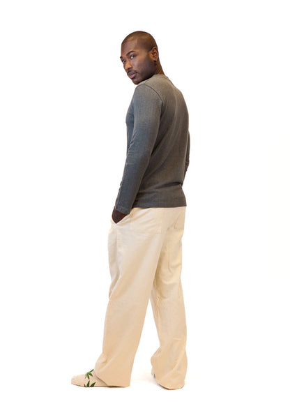 Asatre Long Sleeve V-neck Shirt and Linen Pants