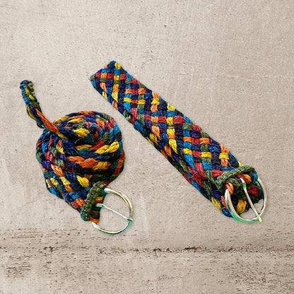 Hemp Belt - Braided Multi-Color Rainbow