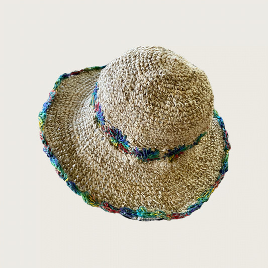 Hemp Crochet Sun Hat - Rainbow