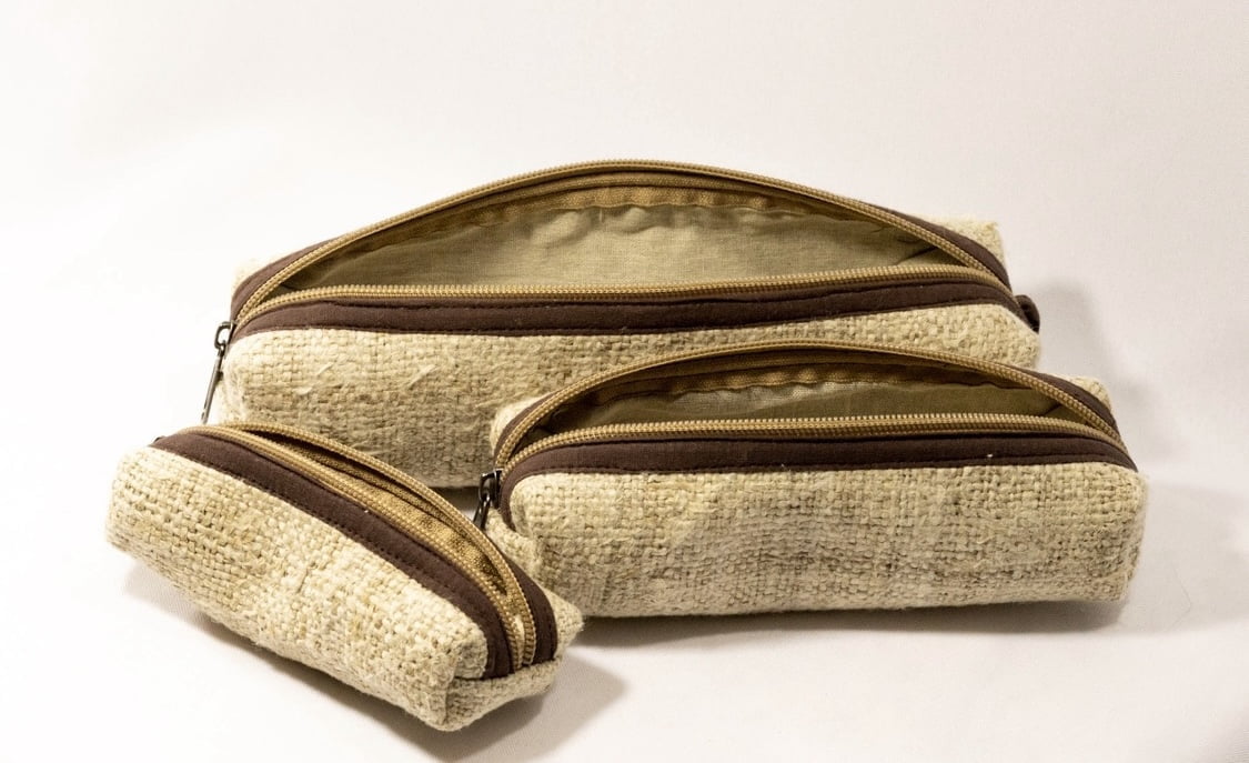 Hemp Zippered Pouches - Set of 3