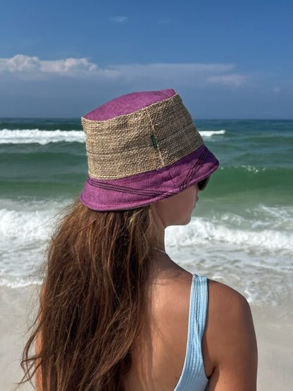 Hemp Bucket Hat - Mauve Stripe, Purple Stripe