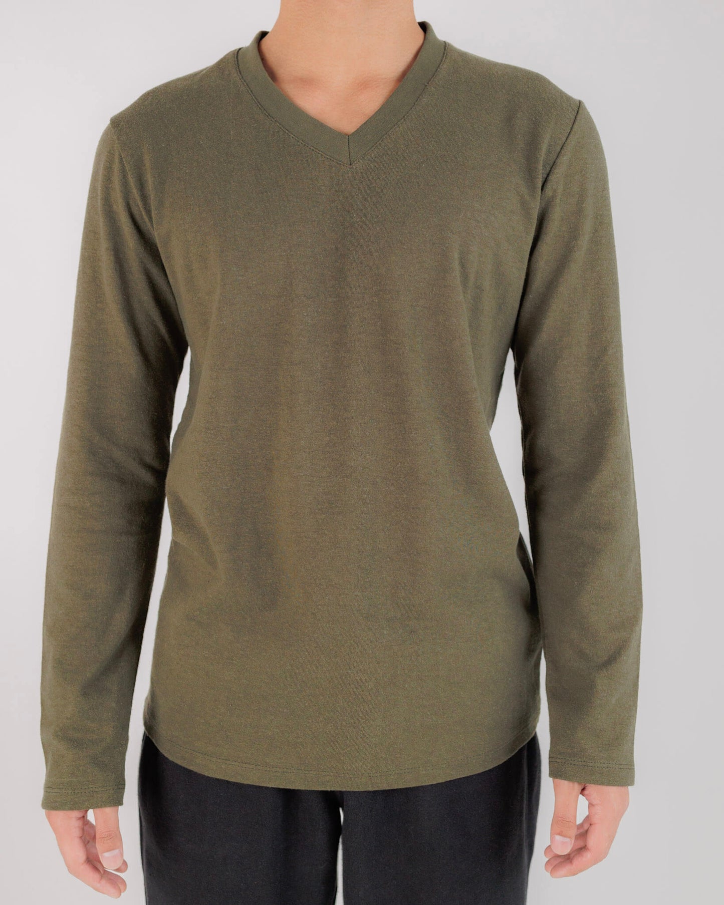 Men's Hemp Long Sleeve V-Neck Shirt