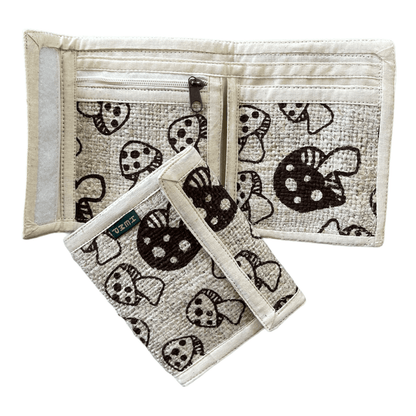 Hemp Bi-Fold Wallet- Mushroom Print