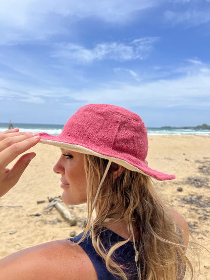 Hemp Safari Sun Hat with Chin Cord - Pink, Purple, Navy, or Aqua