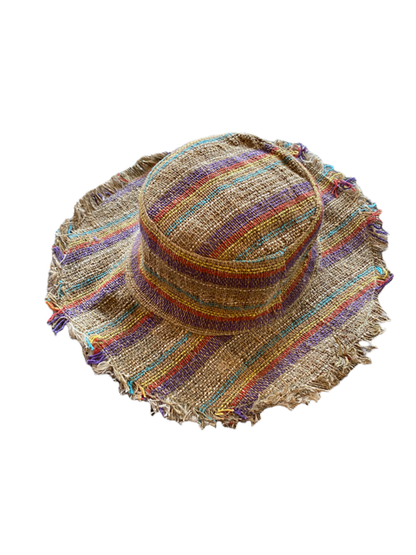 Hemp Sun Hat - Multi Color Stripes