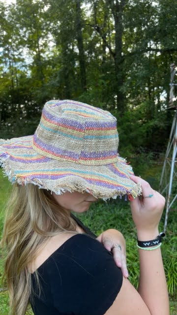 Hemp Sun Hat - Multi Color Stripes