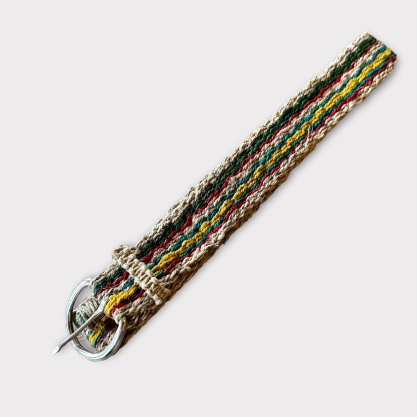 Hemp Belt - Multi Stripe Red, Yellow Green, Blue