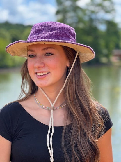 Hemp Safari Sun Hat with Chin Cord - Pink, Purple, Navy, or Aqua