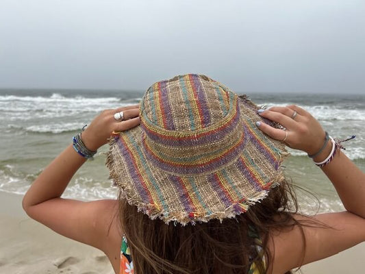 Hemp Sun Hat - Purple stripe by Asatre