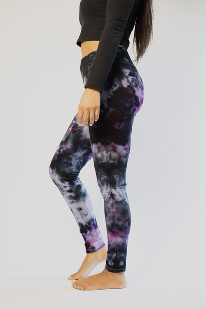 Hemp Tie Dye Leggings - Purple Black by Asatre