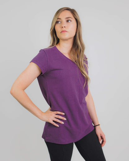 Hemp and Organic Cotton V-Neck Cap Sleeve Shirt