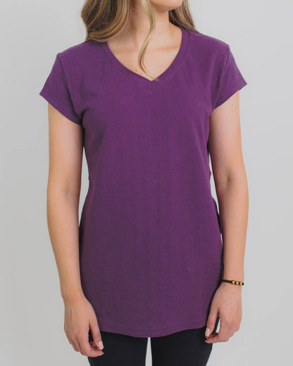 Hemp and Organic Cotton V-Neck Cap Sleeve Shirt