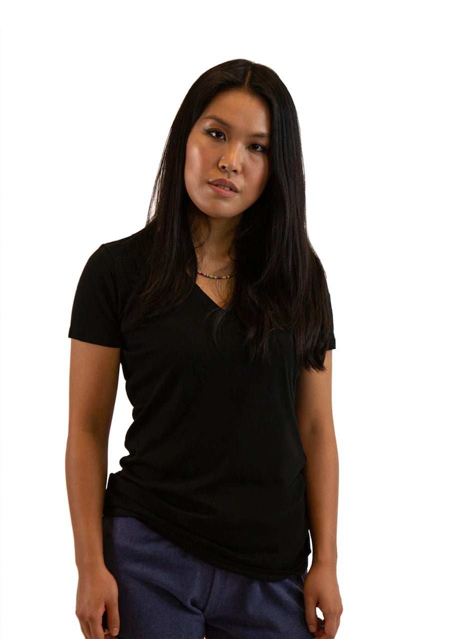 Viscose Shirt for Women - Hemp & Organic Cotton V-Neck Tee|Asatre