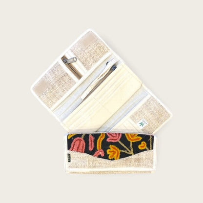 Women's Hemp Wallet - Embroidered Purse Clutch