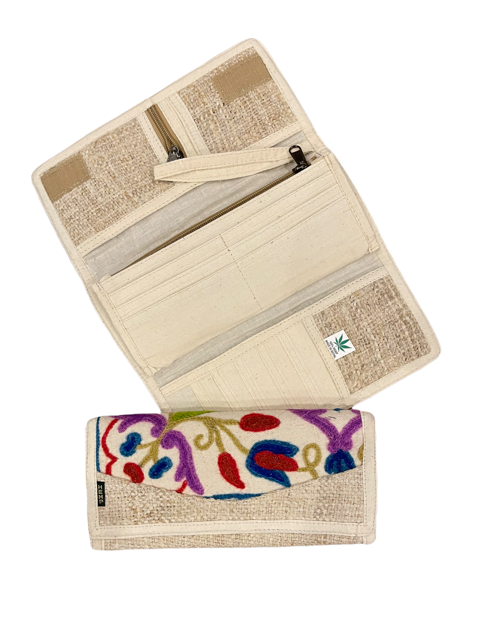 Women's Hemp Embroidered Wallet