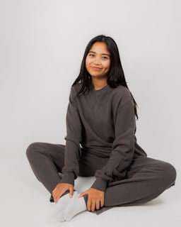 Unisex hemp french terry sweatshirt in charcoal gray crew neck pullover