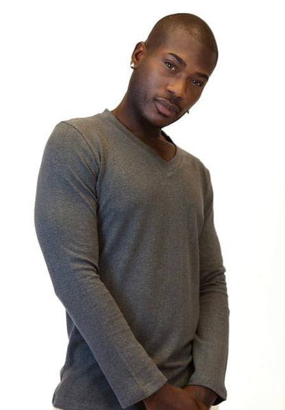 Men's Hemp Long Sleeve V-Neck Shirt